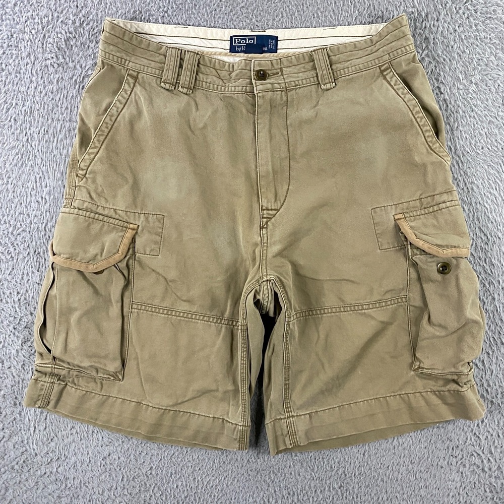 Vintage Polo Ralph Lauren Cargo Short Mens 34x10 Paratroops Heavy Military Y2K